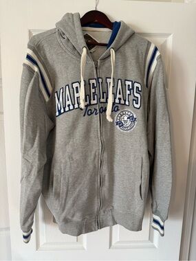 G-Star Gray Zip-Up Hooded Jacket with Blue Trim